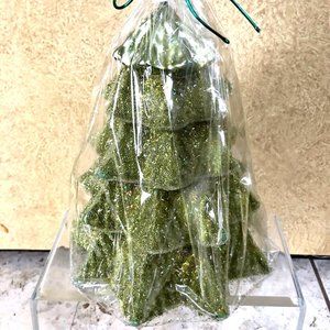 Pottery Barn Green Glitter Christmas Tree Candle